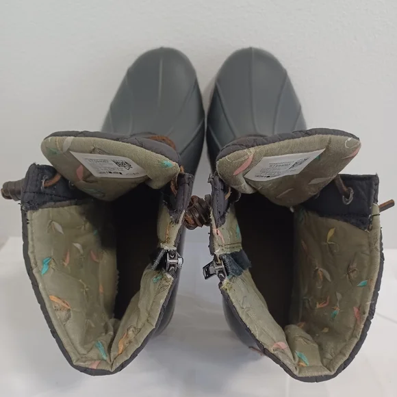 SPERRY  top side black rubber quilted duck boots zip and lace-up  size 9 - Picture 9 of 11